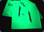 Photos of glowing paper