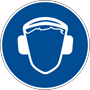 Wear protective headphones safety sign
