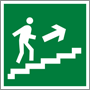 Direction to emergency exit up the stairs safety sign